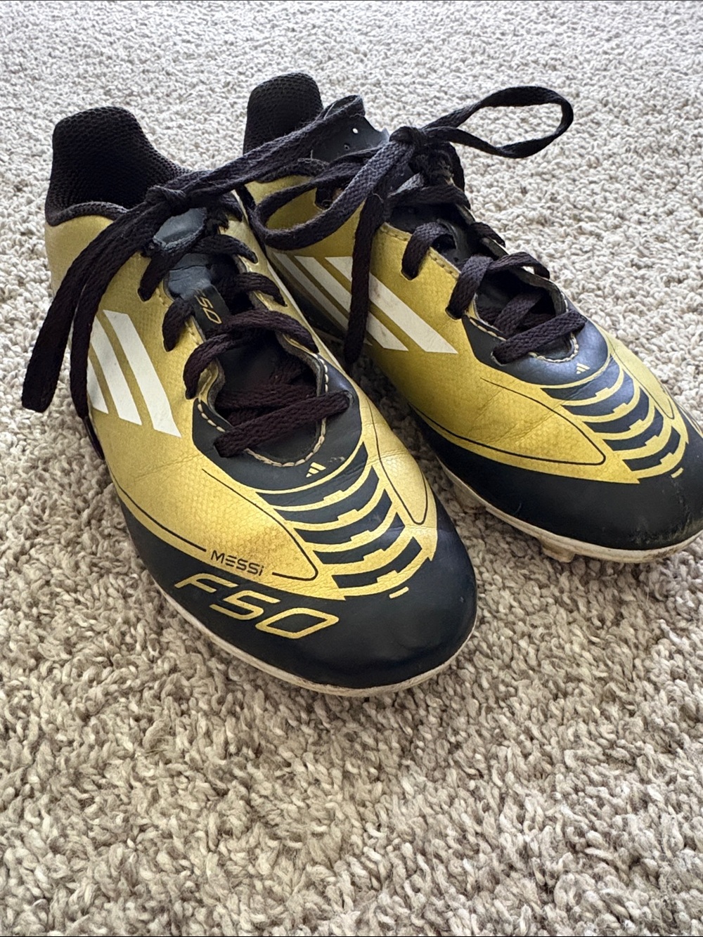 Adidas Kids Gold and Black Messi F50 Soccer Cleats